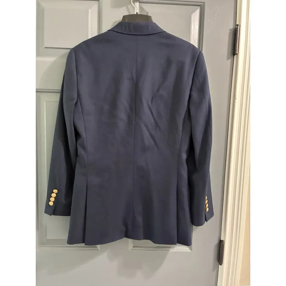 J Crew Thompson University Blazer Men's 34R Blue Wool Naval Anchors Classic